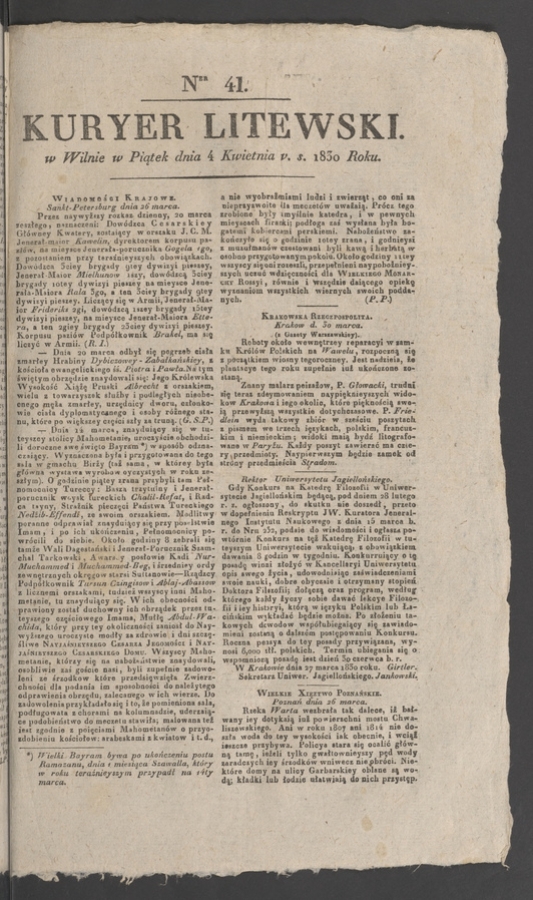 Kuryer Litewski. 1830, numer&nbsp;41