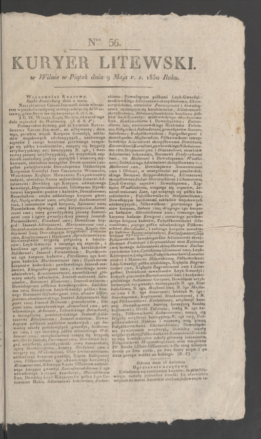Kuryer Litewski. 1830, numer&nbsp;56