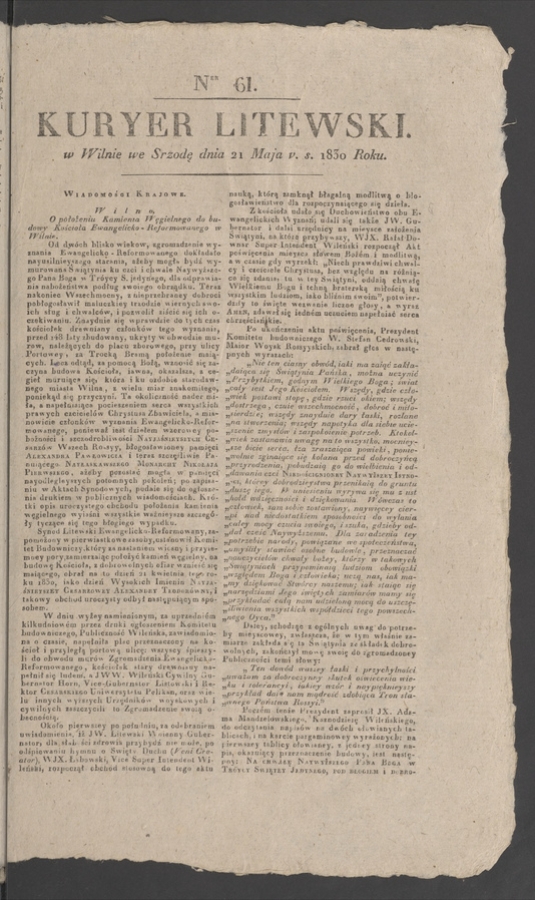 Kuryer Litewski. 1830, numer&nbsp;61