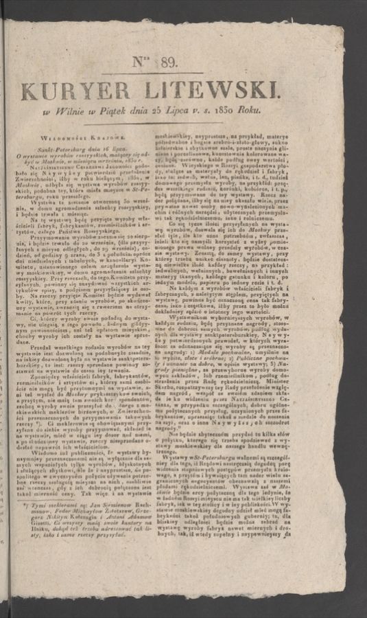 Kuryer Litewski. 1830, numer&nbsp;89