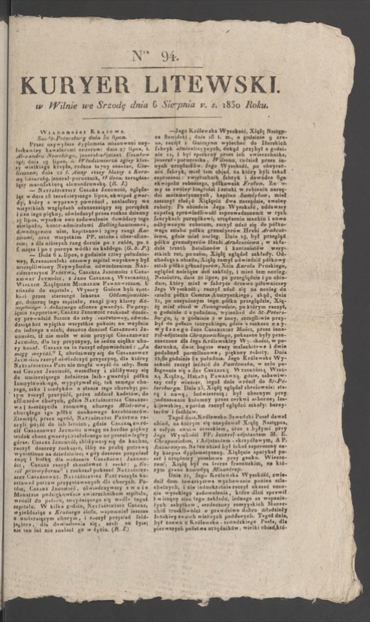 Kuryer Litewski. 1830, numer&nbsp;94