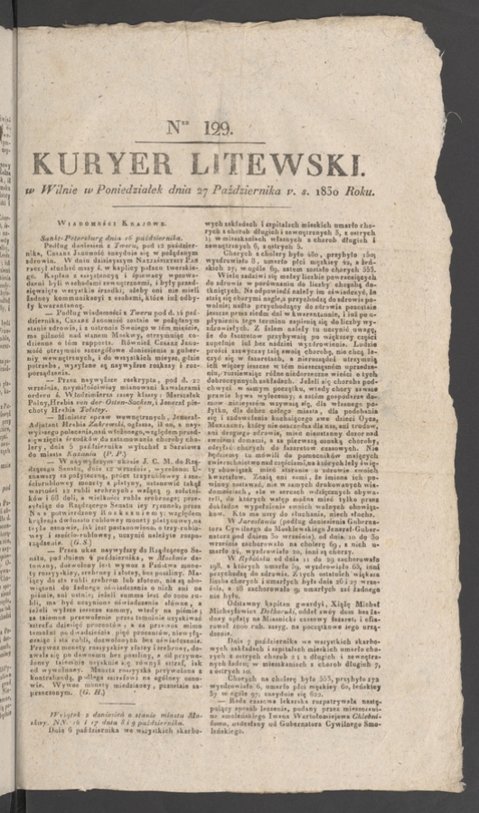 Kuryer Litewski. 1830, numer&nbsp;129
