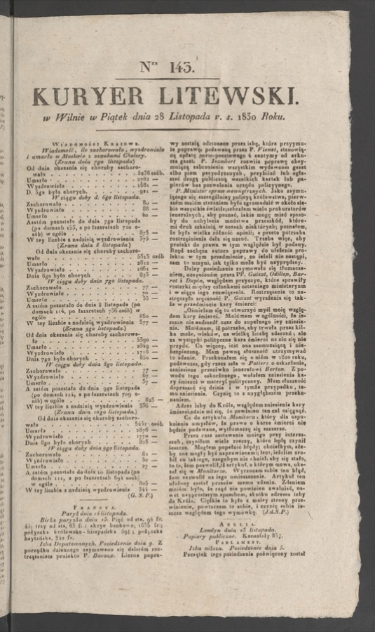 Kuryer Litewski. 1830, numer&nbsp;143