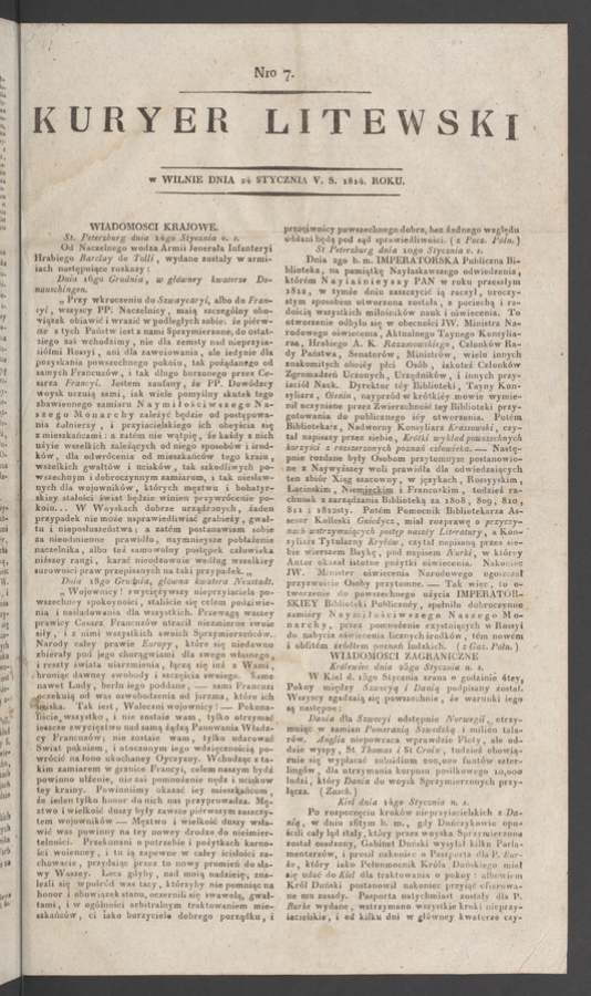 Kuryer Litewski. 1814, numero&nbsp;7