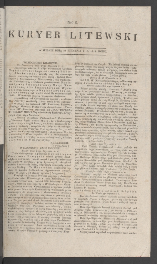 Kuryer Litewski. 1814, numero&nbsp;8