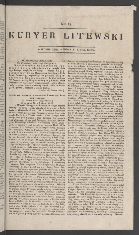 Kuryer Litewski. 1814, numero&nbsp;18