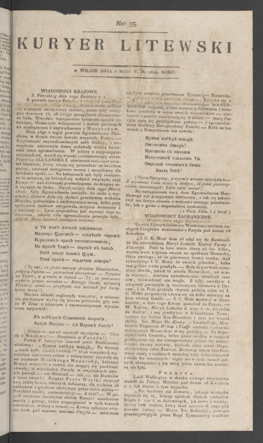 Kuryer Litewski. 1814, numero&nbsp;35