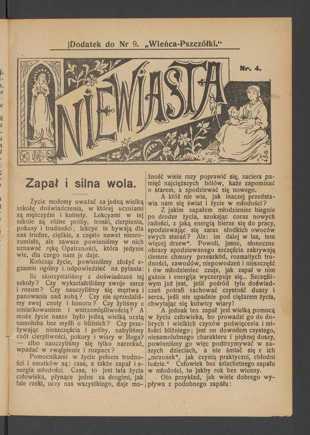Niewiasta : dodatek do numeru 9 „Wieńca-Pszczółki”. Rok 9, 1909, numer 4