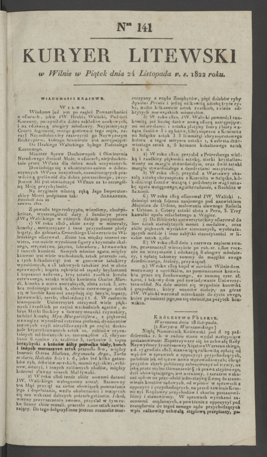 Kuryer Litewski. 1822, numer&nbsp;141