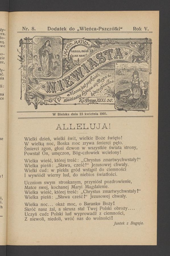 Niewiasta : dodatek do&nbsp;&bdquo;Wieńca-Pszcz&oacute;łki&rdquo;. Rok&nbsp;5, 1905, numer&nbsp;8