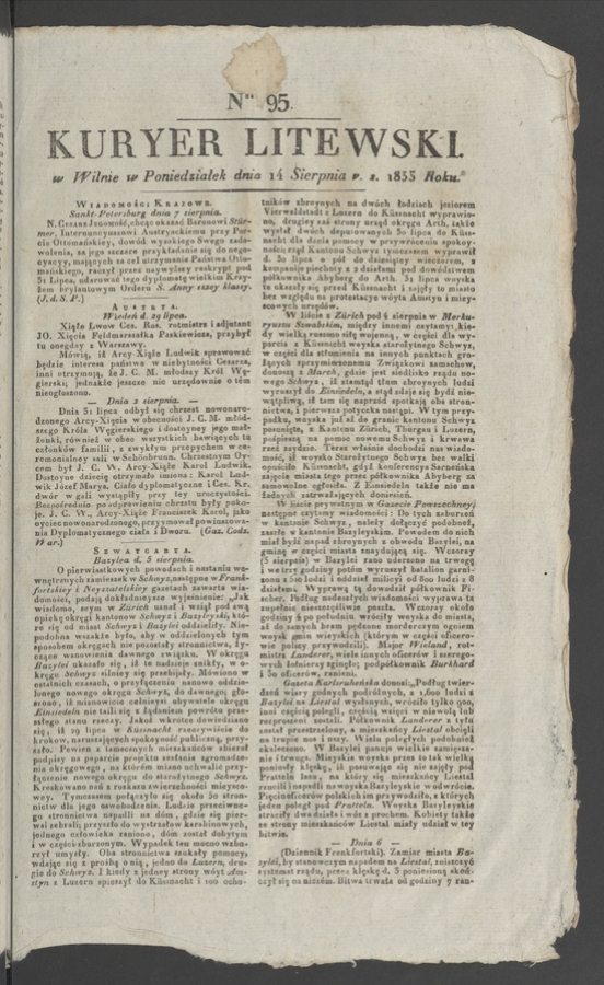 Kuryer Litewski. 1833, numer&nbsp;95