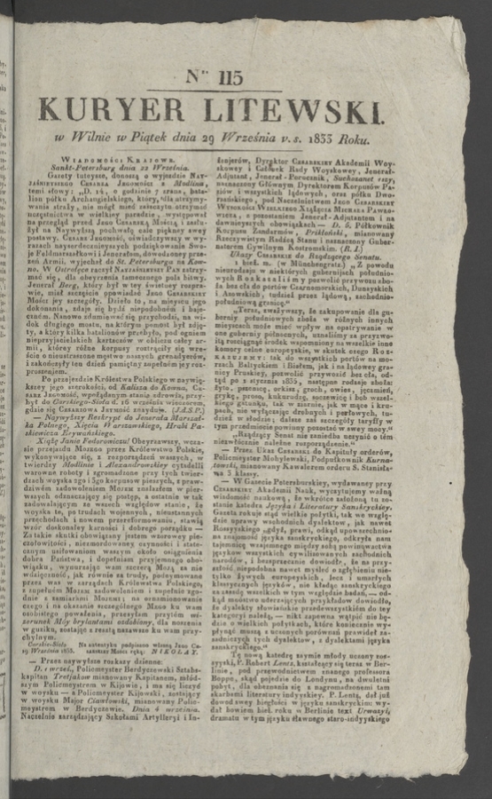 Kuryer Litewski. 1833, numer 115