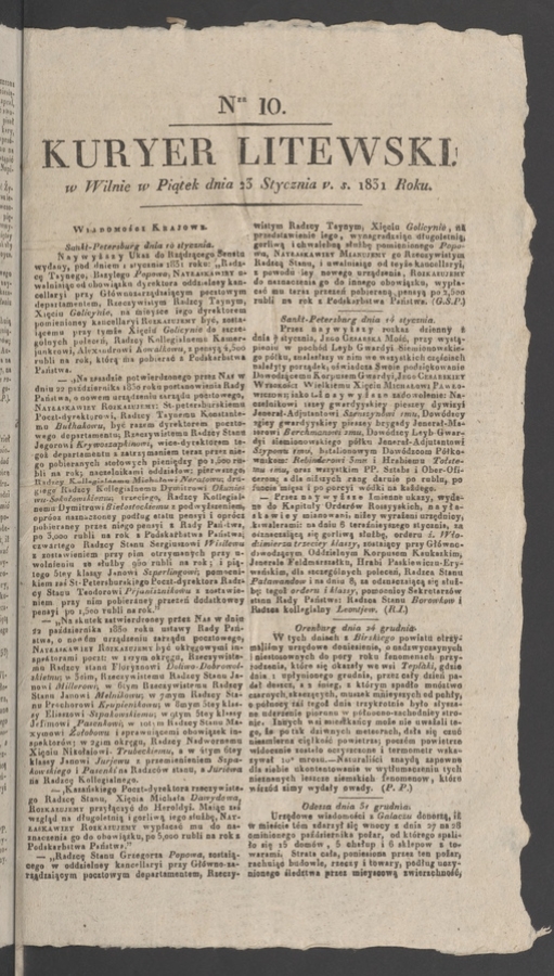 Kuryer Litewski. 1831, numer&nbsp;10