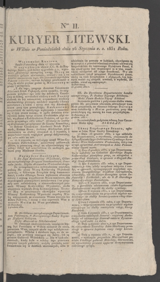 Kuryer Litewski. 1831, numer&nbsp;11