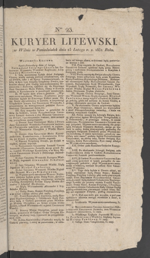 Kuryer Litewski. 1831, numer&nbsp;23