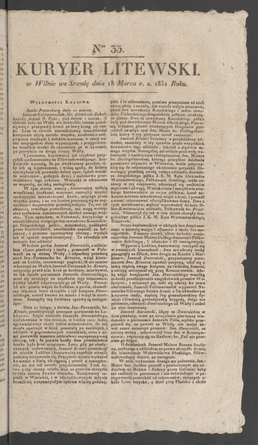 Kuryer Litewski. 1831, numer&nbsp;33