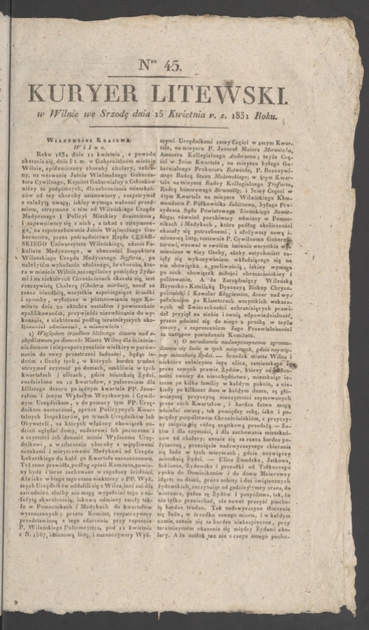 Kuryer Litewski. 1831, numer&nbsp;45