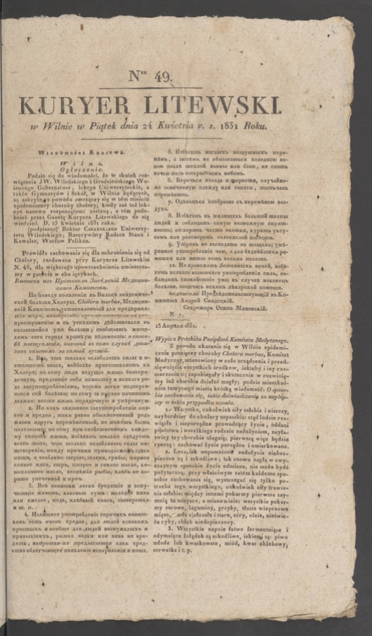 Kuryer Litewski. 1831, numer&nbsp;49