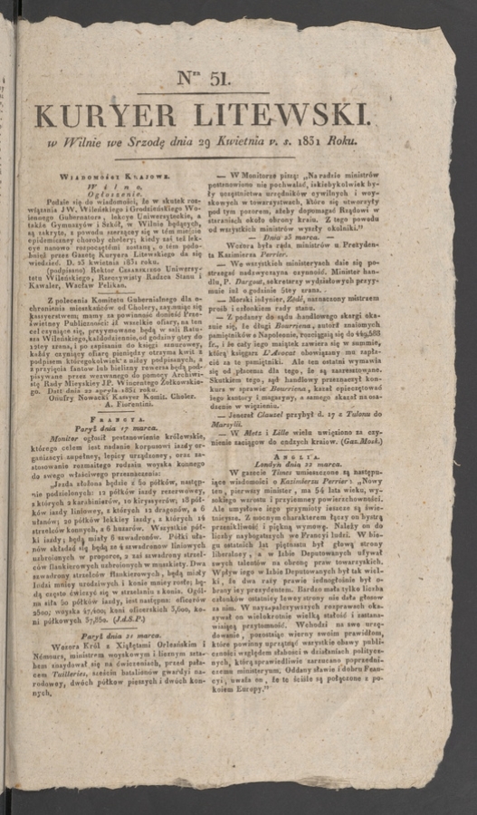 Kuryer Litewski. 1831, numer&nbsp;51