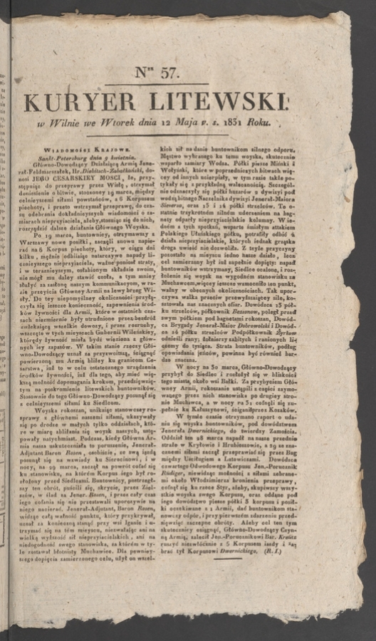Kuryer Litewski. 1831, numer&nbsp;57