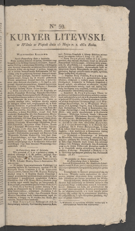 Kuryer Litewski. 1831, numer&nbsp;59
