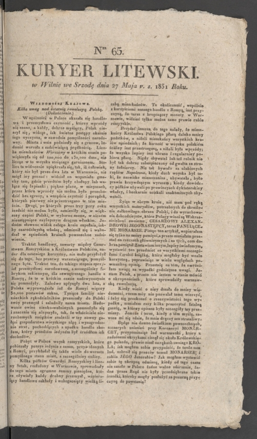 Kuryer Litewski. 1831, numer&nbsp;65
