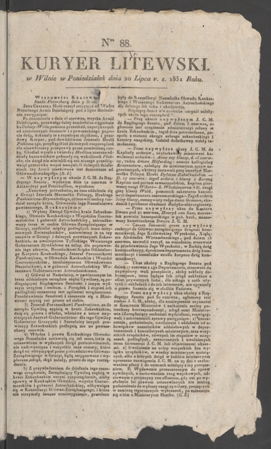 Kuryer Litewski. 1831, numer&nbsp;88