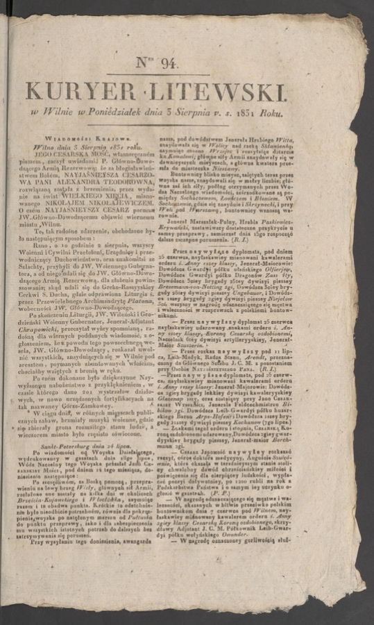Kuryer Litewski. 1831, numer&nbsp;94