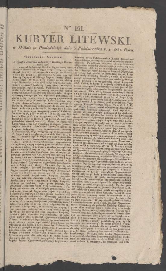 Kuryer Litewski. 1831, numer&nbsp;121