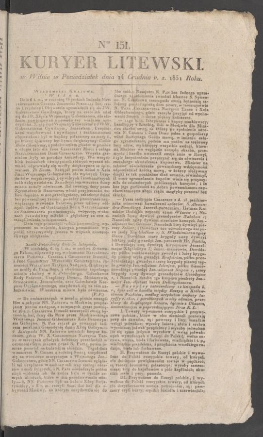 Kuryer Litewski. 1831, numer&nbsp;151