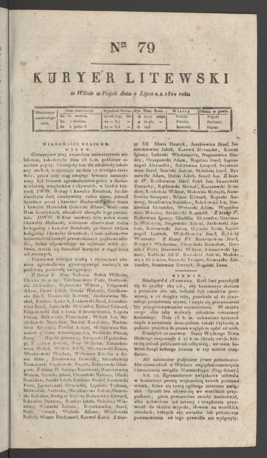 Kuryer Litewski. 1820, numer&nbsp;79