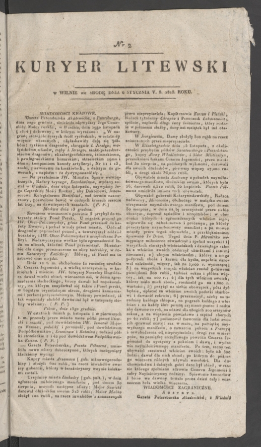 Kuryer Litewski. 1815, numer&nbsp;2