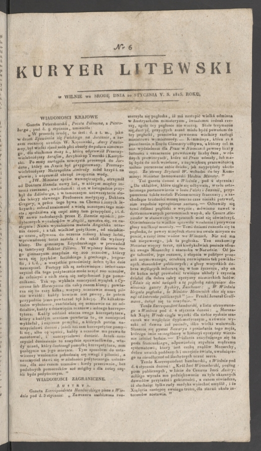 Kuryer Litewski. 1815, numer&nbsp;6