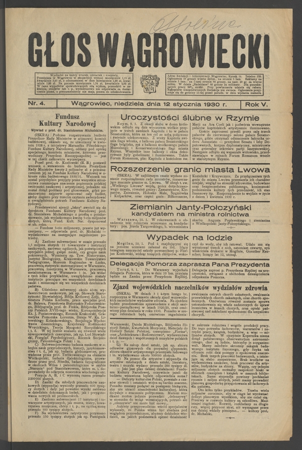 Głos Wągrowiecki. Rok&nbsp;5, 1930, numer&nbsp;4