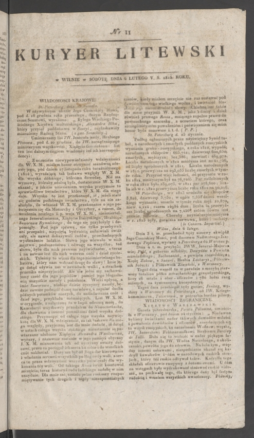 Kuryer Litewski. 1815, numer&nbsp;11