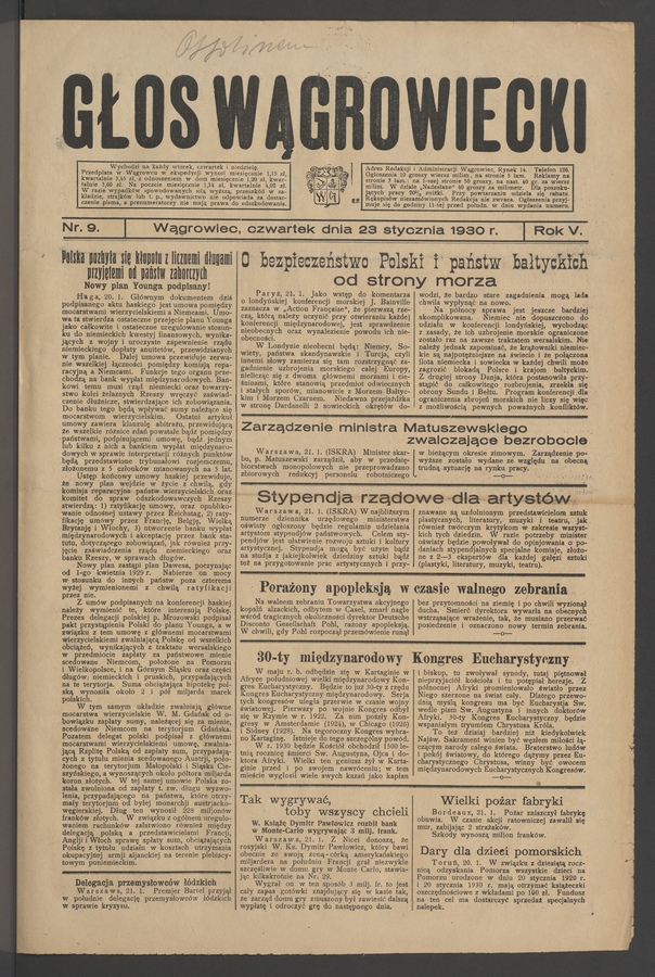 Głos Wągrowiecki. Rok&nbsp;5, 1930, numer&nbsp;9