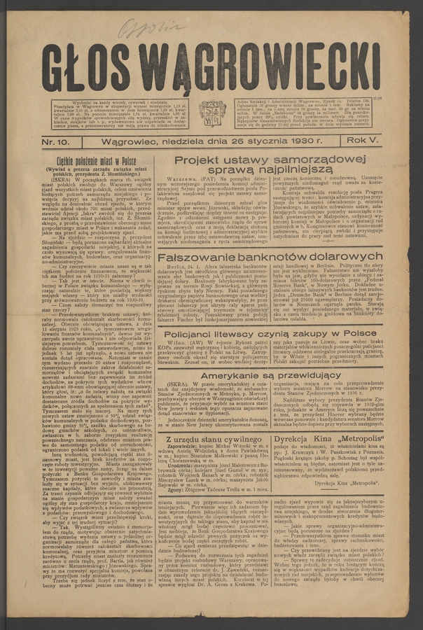 Głos Wągrowiecki. Rok&nbsp;5, 1930, numer&nbsp;10