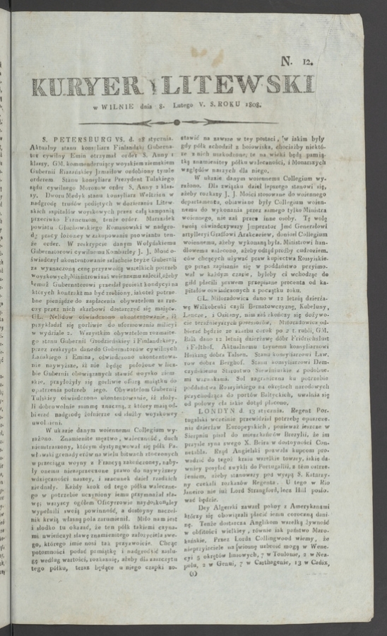 Kuryer Litewski. 1808, numero&nbsp;12