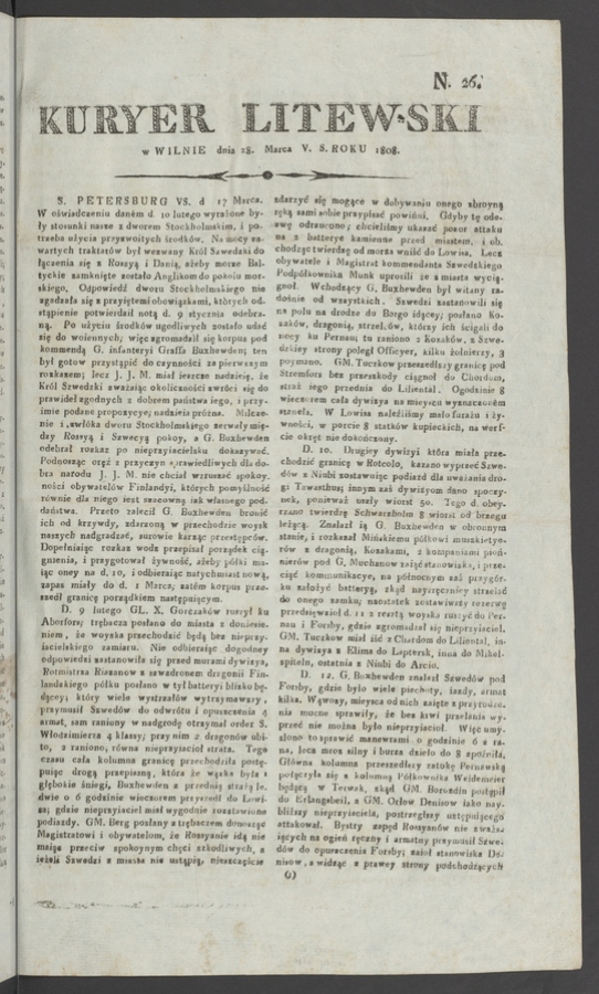 Kuryer Litewski. 1808, numero&nbsp;26