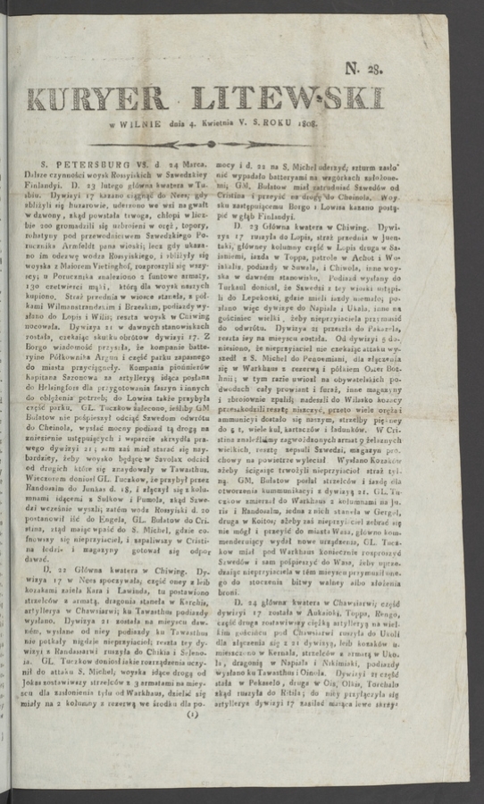Kuryer Litewski. 1808, numero&nbsp;28