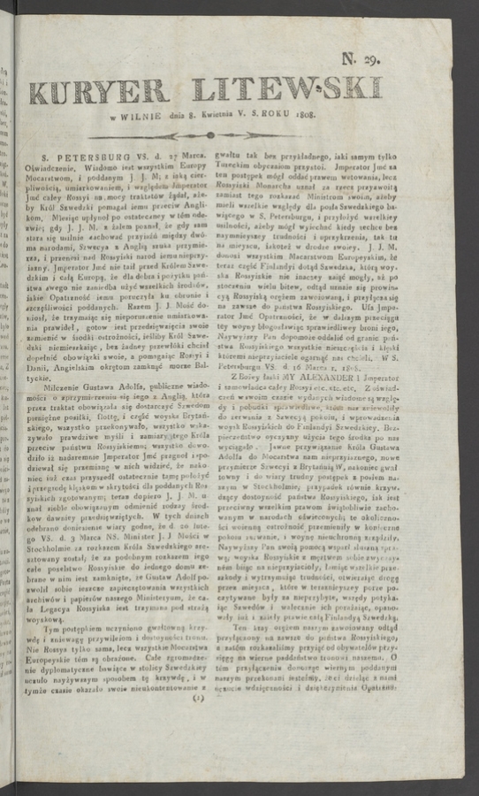 Kuryer Litewski. 1808, numero&nbsp;29