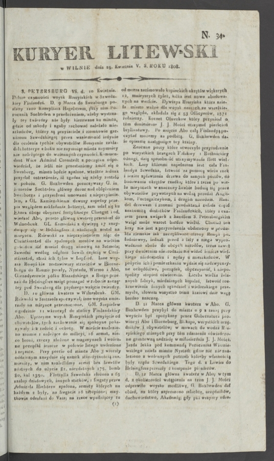 Kuryer Litewski. 1808, numero&nbsp;34