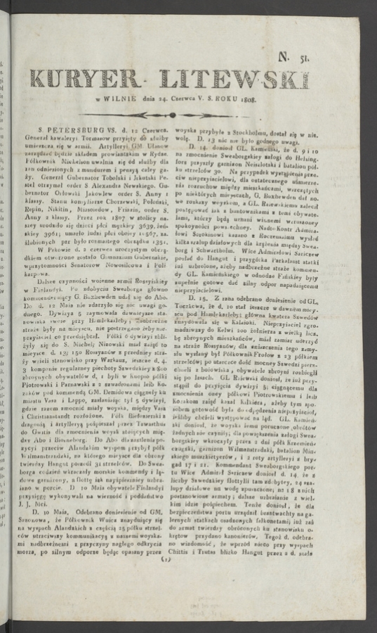Kuryer Litewski. 1808, numero&nbsp;51