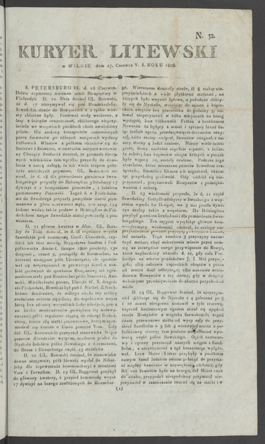 Kuryer Litewski. 1808, numero&nbsp;52