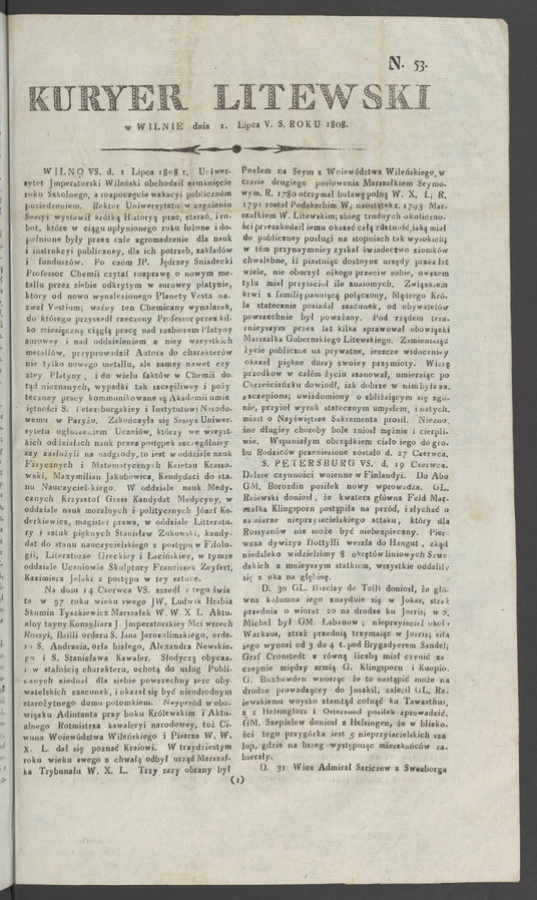 Kuryer Litewski. 1808, numero&nbsp;53