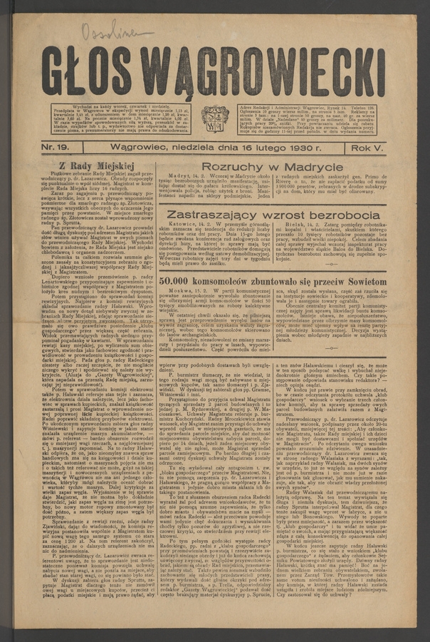 Głos Wągrowiecki. Rok&nbsp;5, 1930, numer&nbsp;19