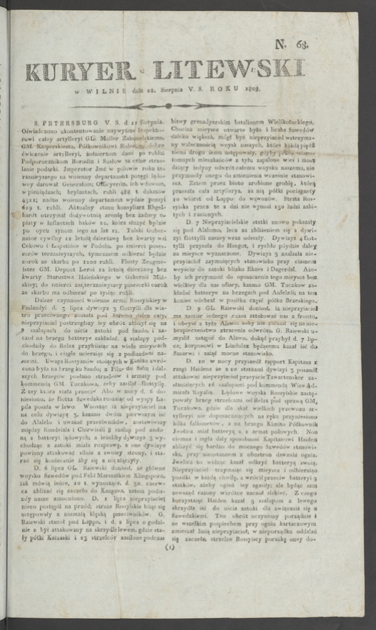 Kuryer Litewski. 1808, numero&nbsp;68
