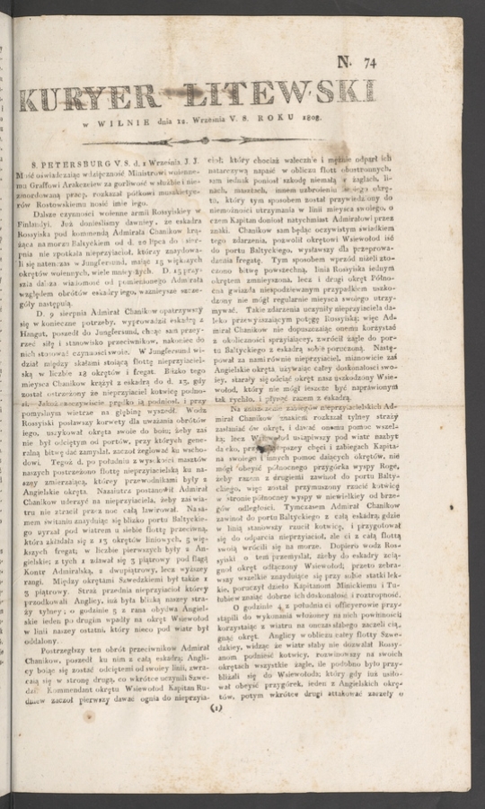 Kuryer Litewski. 1808, numero&nbsp;74
