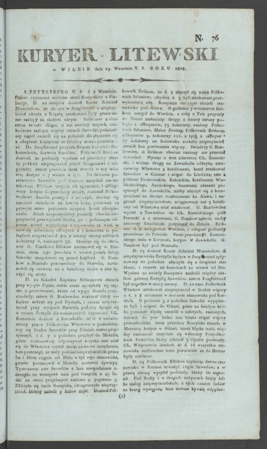 Kuryer Litewski. 1808, numero&nbsp;76