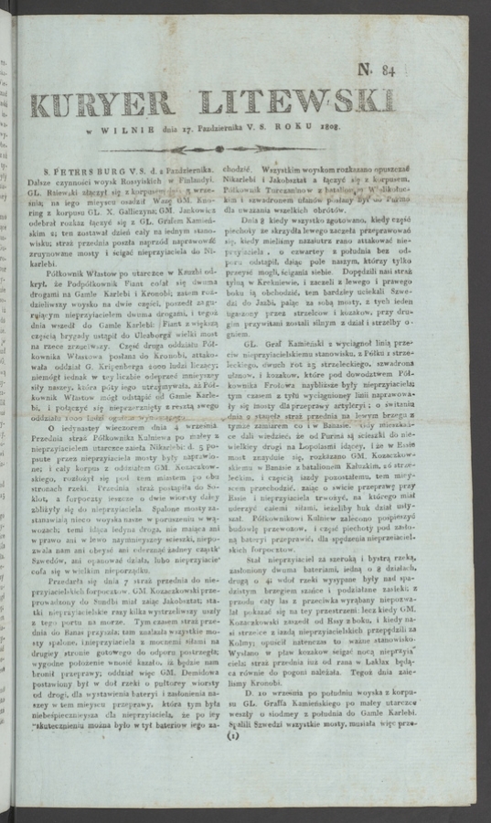 Kuryer Litewski. 1808, numero&nbsp;84